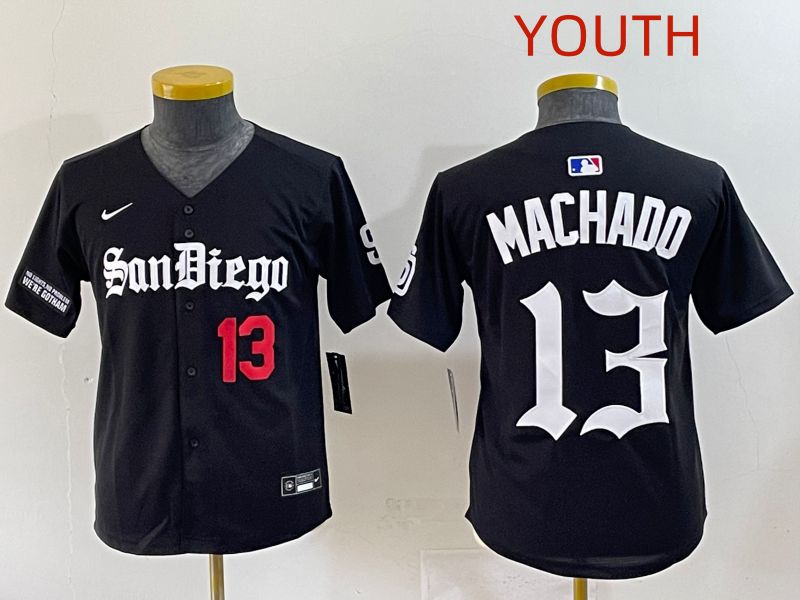 Youth 2025 San Diego Padres #13 Machado Black Five generations Joint Name Nike MLB Jersey style 4